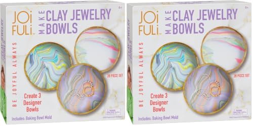 JOiFULi Make Your Own Clay Jewelry Bowls Arts and Crafts Kit for Girls Kids Ages 8 9 10 11 12 Years Old (Pack of 2)