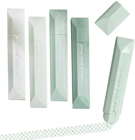 Double Sided Tape Pens, Double Sided Tape Roller, D𝐨uble Si𝐝ed Glue Pen, Office Adhesive Tape for Scrapbooking, Gift Wrapping, Photo Mounting, School Office & Crafts (Green)