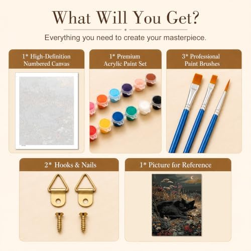 TELMOXA Cat Paint by Numbers Kit for Adults, 16x16 in