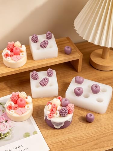 5 Cavity Raspberry Silicone Mold – 2PCS Big Raspberries Silicone Fruit Mold for Chocolate, Fondant, Candle, Resin & Cake Decor, 3D DIY Baking Tool for Parties & Gifts (Big Raspberry)