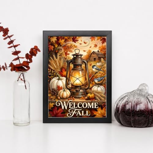 Rustic Fall Diamond Art Kits for Adults, Autumn Full Round Diamond Painting