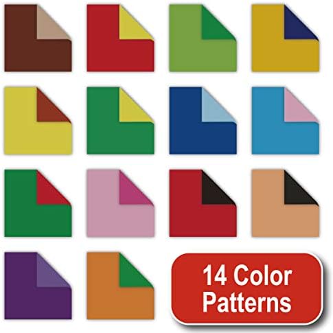 [Taro's Origami Studio] Large Duo (Diffrent Colors On Each Side) Double Sided Standard 9.5 Inch (24 cm) Kami Paper with 14 Color Change Patterns, 20 Sheets (Made in Japan)