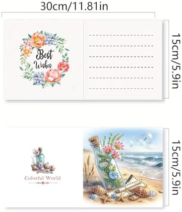 DDGYP 6 PCS,DIY Diamond Art Greeting Cards Kit with Envelopes, 5.9x11.81 in