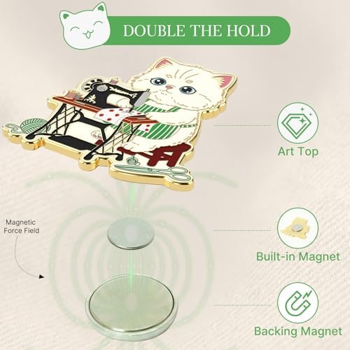 WUSUTE Cute Cat Needle Minder, Funny Cat Needle Minder Magnet for Cross Stitch, Embroidery Sewing Sewing Accessories for Needle Organizing