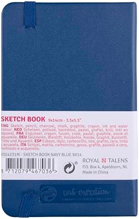 Talens Japan T9314-231M 452132 Art Creation Sketchbook, Drawing Notebook, 3.5 x 5.5 inches (9 x 14 cm), Navy Blue