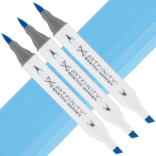 Artfinity Sketch Markers - Set of 3 - Pool B3-4, Vibrant, Professional, Dye-Based Alcohol Markers for Artists, Drawing, Travel, & More