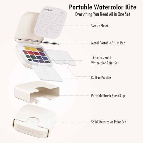 Mini Watercolor Paint Set, Compact Travel Art Kit with 16 Colors