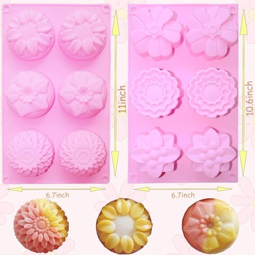 3PCS Flower Soap Molds,Silicone Soap Molds,Silicone Molds for Soap | PSKJATIN Flower Soap Molds Silicone Molds for Soap Bath Bombs Shower Steamer Lotion Bars Handmade Cake Chocolate
