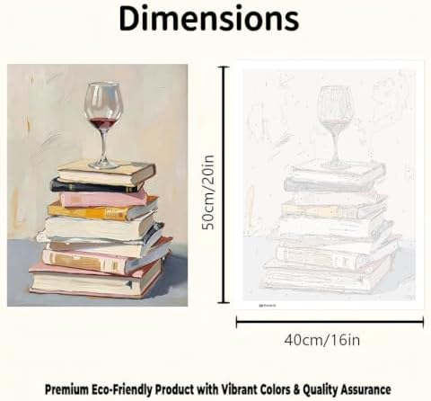 Painting by Numbers for Adults, Book Lover Paint by Number Kit 12 x 16 Inch