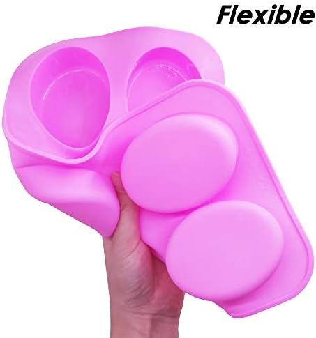 3 Packs Silicone 6 Cavities Oval Shape Cake Mold, findTop Homemade Craft Soap Mold Cake Mold for Cake Baking Tart Pudding Cookie Making- Pink, Purple, Blue