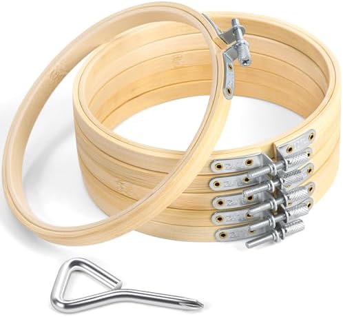 Caydo 6 Pieces 5 Inch Embroidery Hoop with Metal Screw