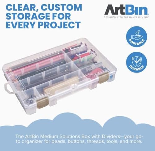 ArtBin Medium Solutions Box Craft Organizer with 12 Dividers, Clear