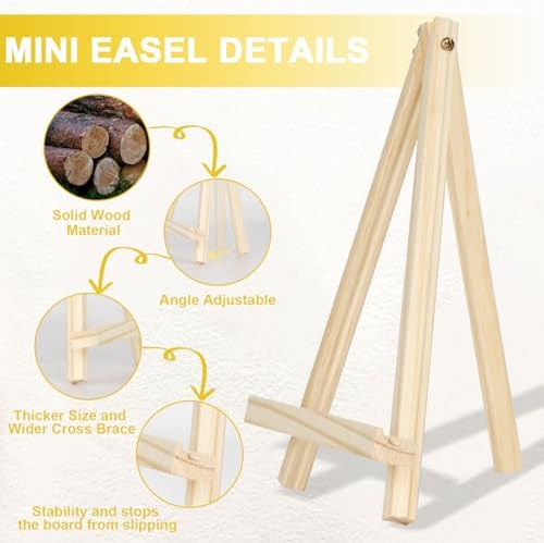 Mini Easels 6 Pack, Small Easels for Painting 24cm/9 Inch, Folding Design, Small Easel with 6 Palettes and 30 Brushes, Suitable for Outdoor Painting Party