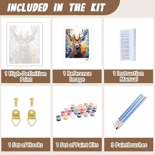 XTCIXAL Paint by Numbers Kit for Adults, Deer, 16X20 Inch