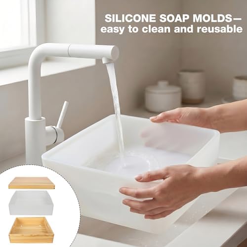 Homar Large Soap Molds- Square Silicone Soap Molds for Soap Making 8l 282oz 18lb DIY Handmade Soap Molds Making Kit