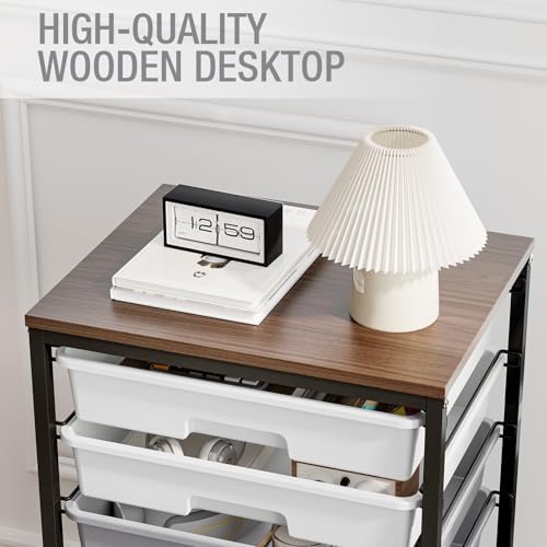 Rolling Storage Cart with 8 Drawers, Utility Cart on Wheels with Wooden Tabletop, Utility Cart for Teacher Storage, Office Organizer, Classroom Storage Cart, Craft Storage, Grey | Utility Cart on Wheels with Wooden Tabletop,Teacher Organization for Cla...