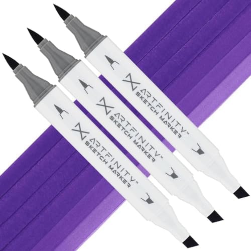 Artfinity Sketch Markers - Set of 3 - Imperial Violet BV1-6, Vibrant, Professional, Dye-Based Alcohol Markers for Artists, Drawing, Travel, & More