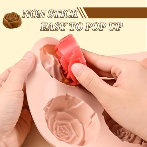 Rose Silicone Mold, 3 Pack Rose Candle Molds 18 Cavity