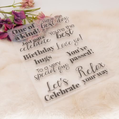 One of A Kind Let is Celebrate You are Passed Happy Birthday Clear Stamps Transparent Silicone Stamp Album Cards Rubber Stamp for Card Making Decoration and DIY Scrapbooking