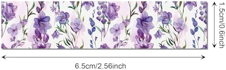 12 Rolls Purple Flower Washi Tape Set, 15 mm x 5 Meters Vintage Flower Decorative Masking Tape, Purple Rose Lavender Patterned Washi Tapes for DIY Craft, Scrapbook, Journal, Gift Wrapping