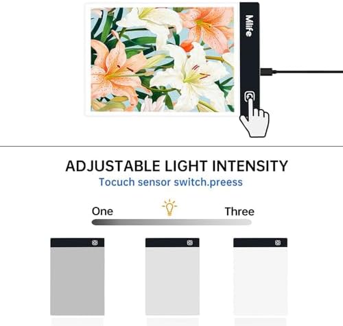 Mlife A5 Diamond Art Painting Light Board-Drawing Copy Board Light Box For Tracing, LED Light Table For Diamond Art Painting,USB Powered Ultra-Thin Light Pad For Sketching, Animation,Embroidery,Tattoo