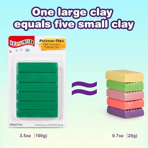 ifergoo 100g Dark Green Polymer Clay, 3.5oz Oven Bake DIY Modeling Clay