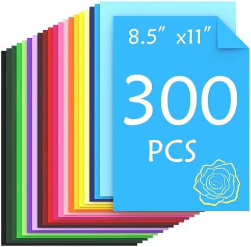 300 Sheets 8.5 x 11 Colored Cardstock, 20 Colors Card Stock Paper