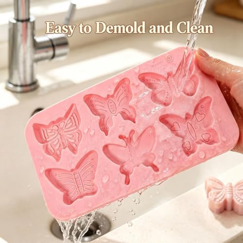 3 Pack Butterfly Silicone Soap Mold- Non-Stick Reusable for DIY & Baking | Soap Mold Making,Non-Stick,Reusable,Heat & Cold Resistant,Dishwasher Safe,for Chocolate,Wax Melts,Bath Bombs,Resin,Ice Cubes