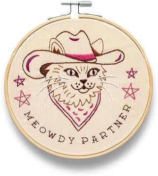 FUNATIC Meowdy Partner Funny Cat Embroidery Kit for Adults