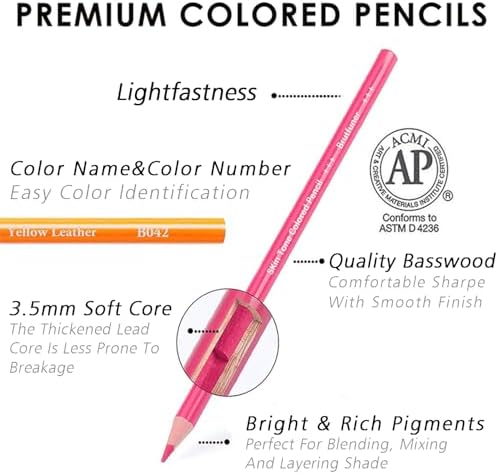 LBW 50 Skin Tone Colored Pencils for Adult Coloring Pencils, Oil Based Soft Core Professional Color Pencils Set for Artists Beginners Drawing Coloring