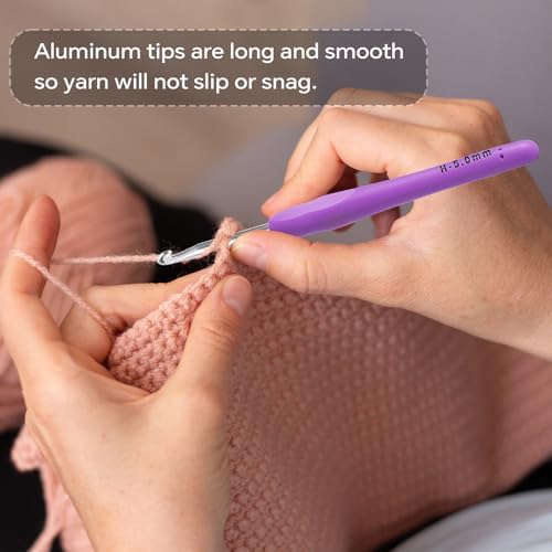 5mm Crochet Hook, Ergonomic Soft Handle for Arthritic Beginners Knitting