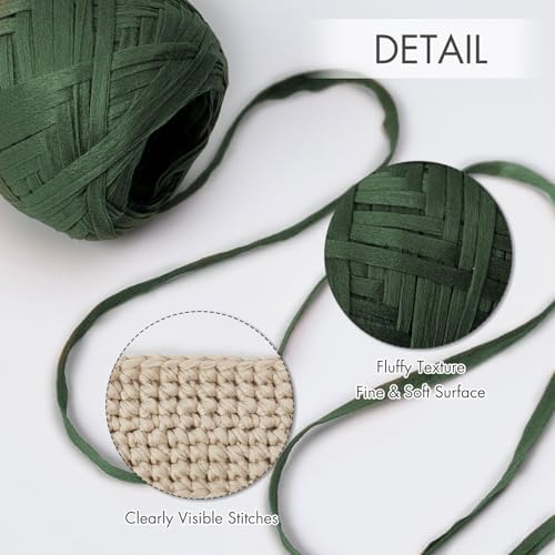 NICEEC 2 Skeins Soft Tape Yarn-Green