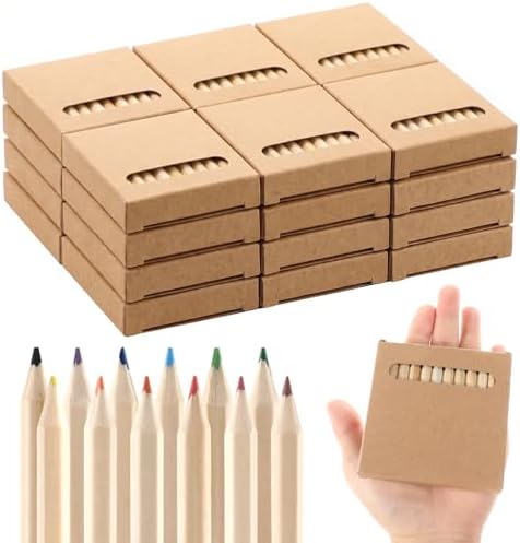 gisgfim 24 Packs Mini Colored Pencils Bulk for Kids 3.5'' Short Colored Pencil in Box Pre-sharpened Drawing Pencil 12 Color Mini Pencils for Student Teacher Classroom Easter Gift Painting Party Favor