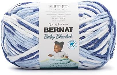 Bernat BABY BLANKET BB Blue Dreams Yarn - 1 Pack of 10.5oz/300g - Polyester - #6 Super Bulky - 220 Yards - Knitting/Crochet