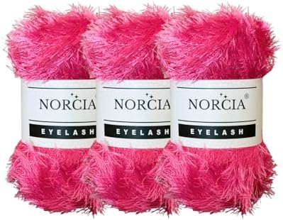 Eyelash Yarn Fun Fur Yarn(3 * 100g-3.5oz) (3 * 153yds-140mt) Fuzzy Premium Soft Crochet DIY Hand Knitting 100% Polyester
