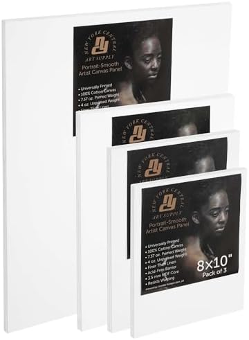 New York Central Portrait-Smooth Artist Canvas Panels- Assorted Popular Sizes Set of 12- Professional Quality 100% Cotton Canvas Panels for Painting- Ideal Painting Canvas Panels for Acrylics & Oils