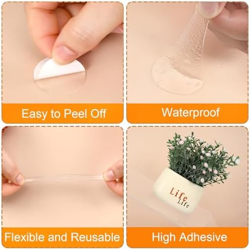 JANYUN 144Pcs Sticky Tack Tape for Walls, Sticky Dots Strips Adhesive