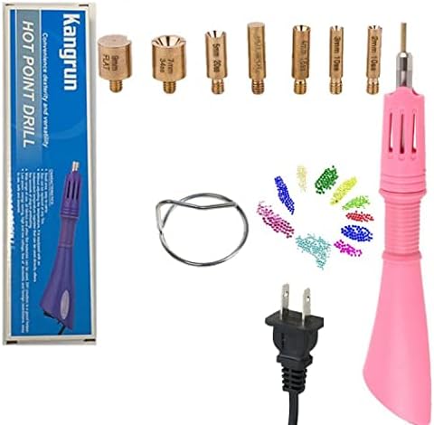 Hotfix Applicator, 7 in 1 Hot Fixed Wand Bedazzler Kit, Rhinestones Setter Wand Tool with 7 Different Tip Sizes, DIY Bedazzler Kit with Rhinestones with Support Stand (American standard (pink))