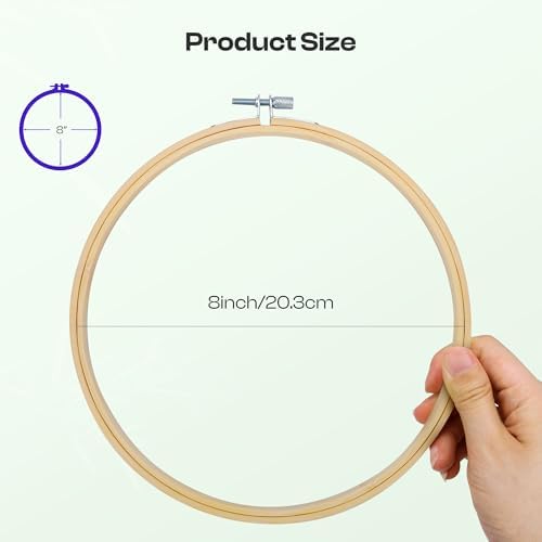 Caydo 6 Pieces 8 Inch Embroidery Hoop with Metal Screw