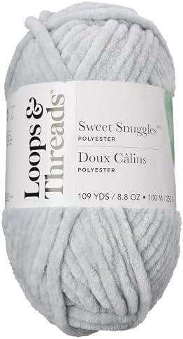 Loops & Threads Sweet Snuggles Yarn - Yarn for Knitting, Crochet, Weaving, and Arts & Crafts - Silver, Polyester, 8.8 oz