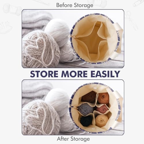 TOGETRUE Yarn Bag, Knitting Crochet Bag, Portable Yarn Storage Bags Organizer for Crocheting Project, Store Skein Ball, Short Knitting Needle (Medium,Purple)
