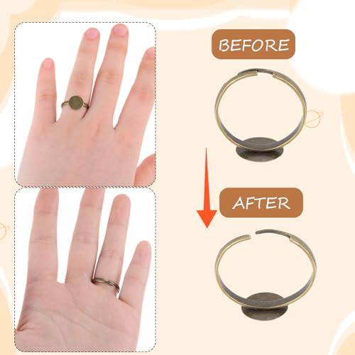 50Pcs Ring Blanks for Jewelry Making Supplies Adjustable Flat Ring Base, 12mm Rings Blanks Jewelry Findings, Silver Gold Rose Gold Black Craft Rings