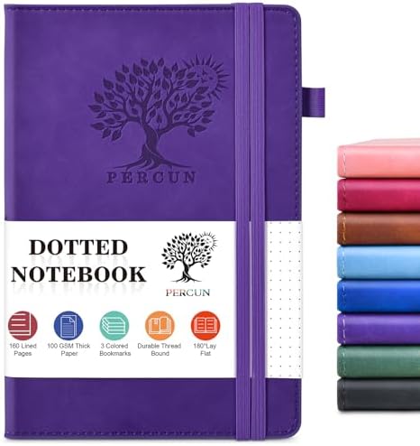 Dotted Journal 5.9"×8.5", 160 Pages Dot Grid Notebook, Bullet Journaling | Hardcover Leather Journal for Women & Men,100 Gsm Thick Paper,Medium Size, Dotted notebook for Work, School, Travel Writing