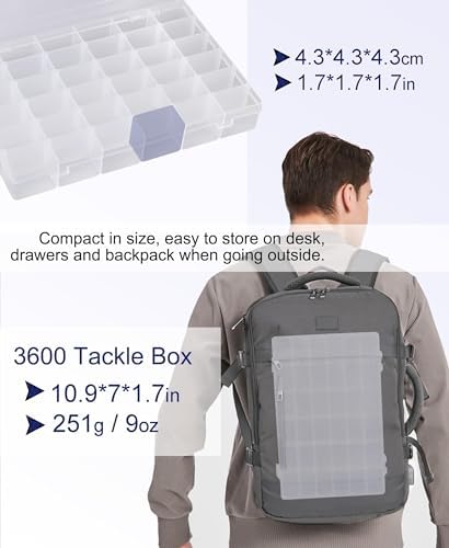 8 PCS 36 Grids Bead Organizer Box Plastic Box Clear Box Organizer 3600 Tackle Box Organizer Bead Containers Plastic Organizer Compartment Organizer Box Jewelry Earring Organizer (8 Pcs)