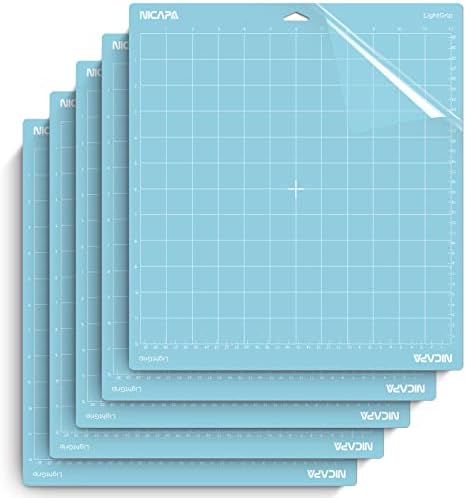 Light Grip Cutting Mat for Cricut Maker 3/Maker/Explore 3/Air 2/Air/One (12x12 inch,5 Mats) Light Adhesive Sticky Blue Quilting Replacement Cut Mats