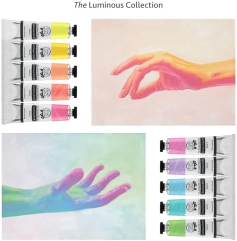 Tusc & Pine Artist Oil Paint - Warm & Cool Luminous Set of 10 Assorted Colors, 40 ml each, Non-Yellowing, Rich & Creamy Consistency, Maximum Pigment Load, Small Batch Milled Oil Paints Made in the USA