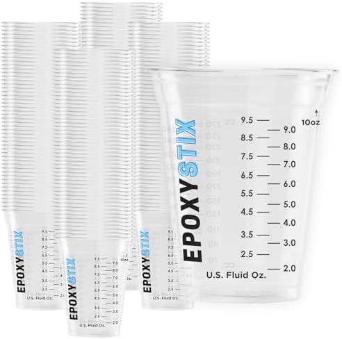 [100 Pack] NEW SIZE 12oz Graduated Mixing Cups - Durable PET, Clear Measurement Markings in oz, mL and cups - For Resin, Paint, Mixing and Crafts