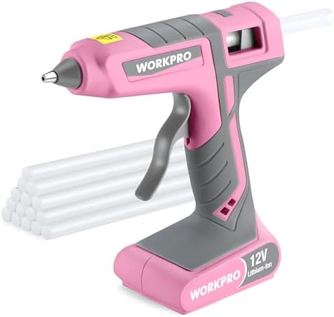 WORKPRO 12V Cordless Full-Size Hot Melt Glue Gun, Fast Preheating