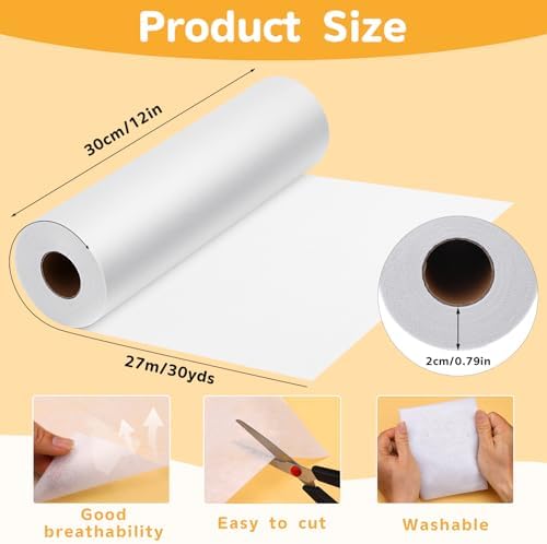 UzecPk Medium Weight 12" X 30yd Fusible Interfacing for Sewing