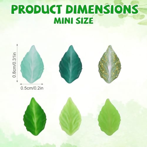 210pcs Green Mini Leaves, Resin Funny Miniature Leaves for Crafts